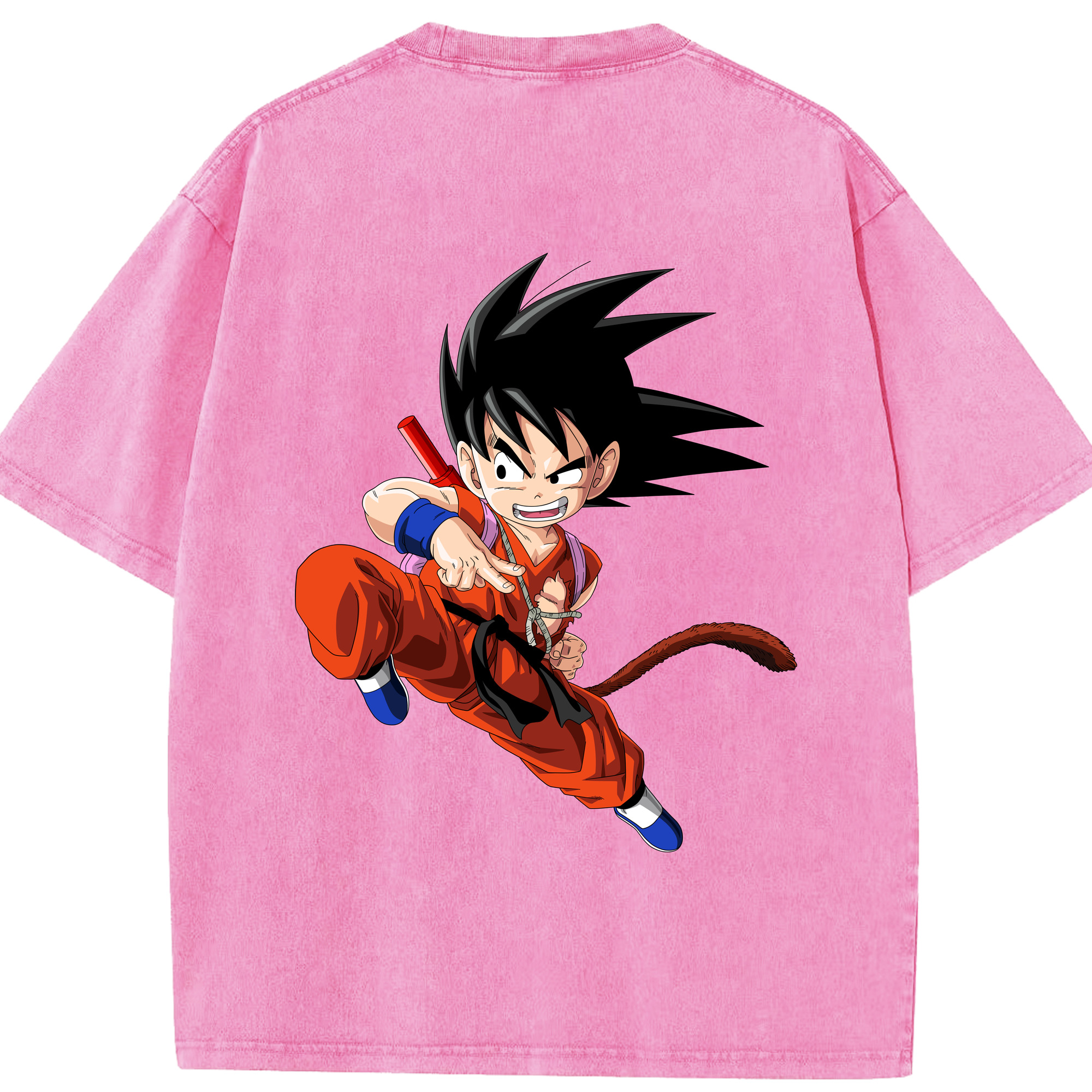（画像用） ドラゴンボール 孫悟空（そん ごくう）Son Goku カカロット DRAGON BALL Kakarotto 綿100% ヴィンテージ風 半袖Tシャツ（背面プリント）